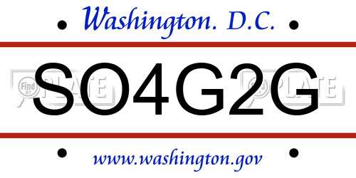 SO4G2G District Of Columbia License Plate