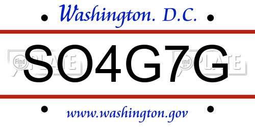SO4G7G District Of Columbia License Plate
