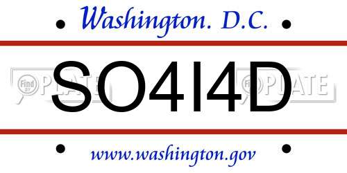 SO4I4D District Of Columbia License Plate