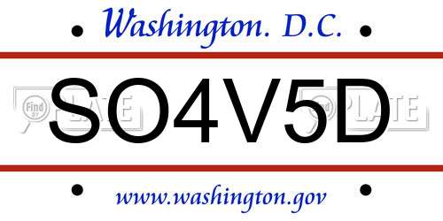 SO4V5D District Of Columbia License Plate