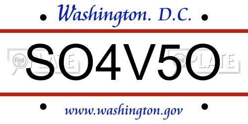 SO4V5O District Of Columbia License Plate