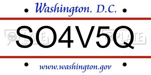 SO4V5Q District Of Columbia License Plate