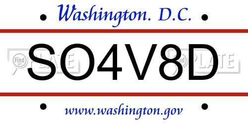 SO4V8D District Of Columbia License Plate