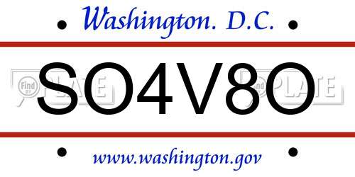SO4V8O District Of Columbia License Plate