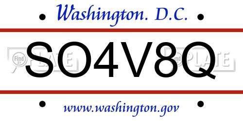 SO4V8Q District Of Columbia License Plate