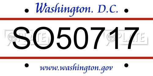 SO50717 District Of Columbia License Plate