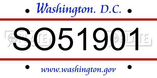 SO51901 District Of Columbia License Plate