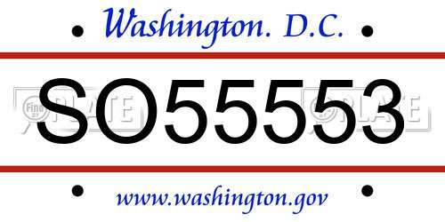 SO55553 District Of Columbia License Plate