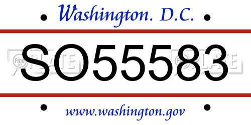 SO55583 District Of Columbia License Plate