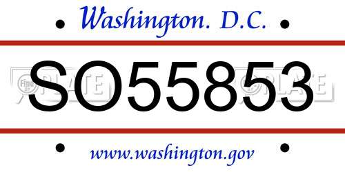 SO55853 District Of Columbia License Plate