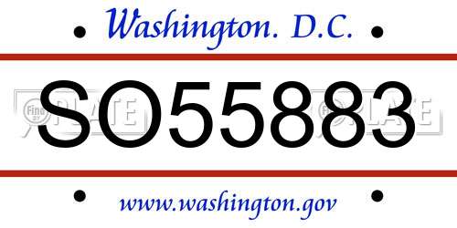 SO55883 District Of Columbia License Plate