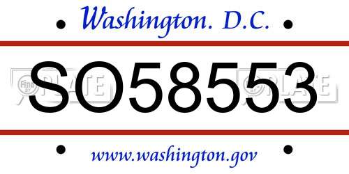 SO58553 District Of Columbia License Plate