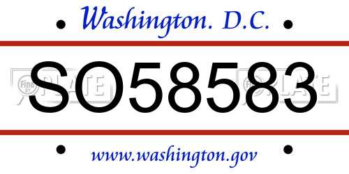 SO58583 District Of Columbia License Plate