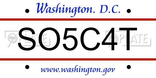 SO5C4T District Of Columbia License Plate
