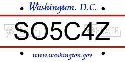 SO5C4Z District Of Columbia License Plate