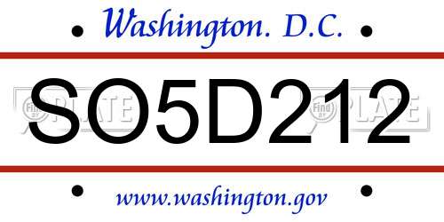 SO5D212 District Of Columbia License Plate
