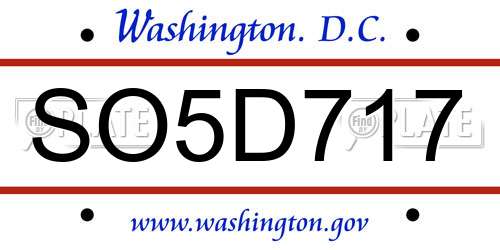 SO5D717 District Of Columbia License Plate