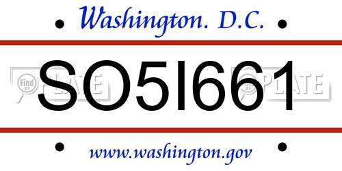 SO5I661 District Of Columbia License Plate
