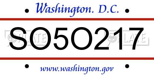 SO5O217 District Of Columbia License Plate