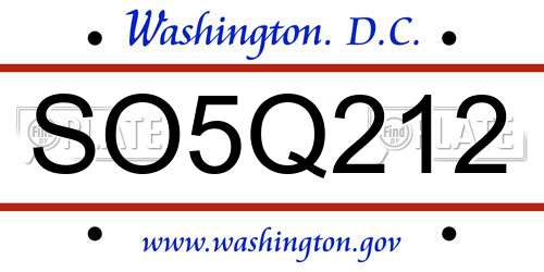 SO5Q212 District Of Columbia License Plate