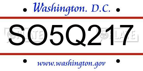SO5Q217 District Of Columbia License Plate