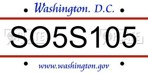 SO5S105 District Of Columbia License Plate