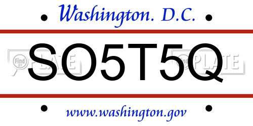 SO5T5Q District Of Columbia License Plate