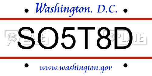 SO5T8D District Of Columbia License Plate