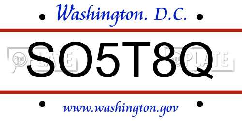 SO5T8Q District Of Columbia License Plate