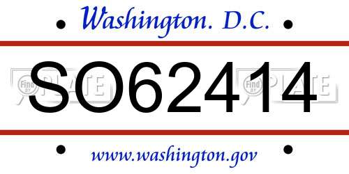 SO62414 District Of Columbia License Plate