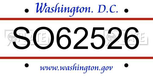 SO62526 District Of Columbia License Plate