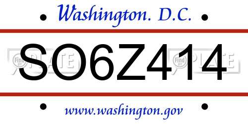 SO6Z414 District Of Columbia License Plate