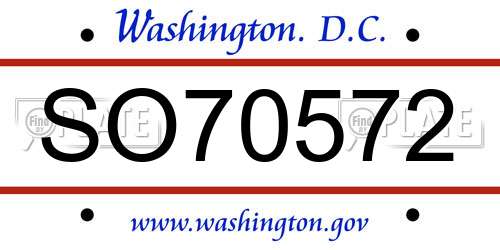 SO70572 District Of Columbia License Plate