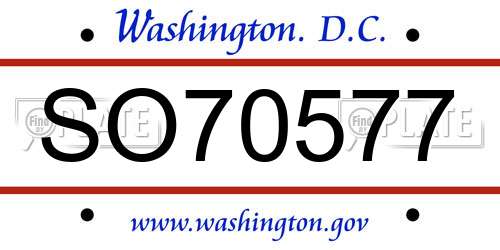 SO70577 District Of Columbia License Plate