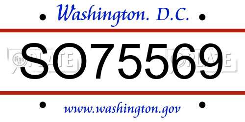 SO75569 District Of Columbia License Plate