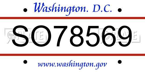 SO78569 District Of Columbia License Plate