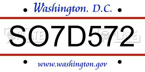 SO7D572 District Of Columbia License Plate