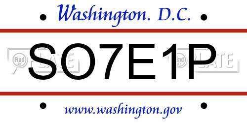 SO7E1P District Of Columbia License Plate