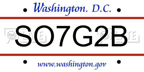 SO7G2B District Of Columbia License Plate