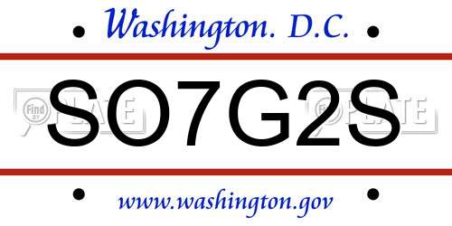 SO7G2S District Of Columbia License Plate