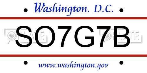 SO7G7B District Of Columbia License Plate