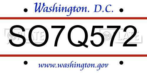 SO7Q572 District Of Columbia License Plate