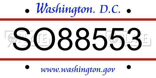 SO88553 District Of Columbia License Plate