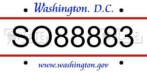 SO88883 District Of Columbia License Plate