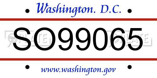 SO99065 District Of Columbia License Plate