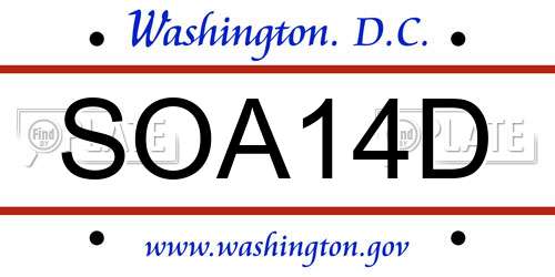 SOA14D District Of Columbia License Plate