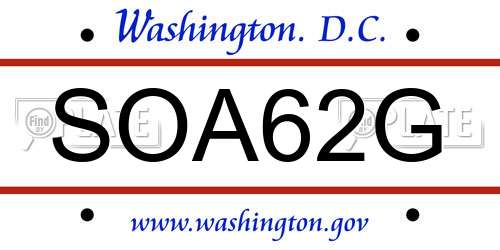 SOA62G District Of Columbia License Plate