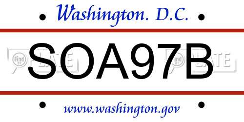 SOA97B District Of Columbia License Plate