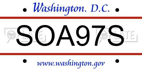 SOA97S District Of Columbia License Plate