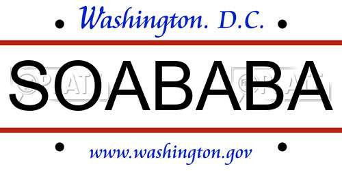 SOABABA District Of Columbia License Plate